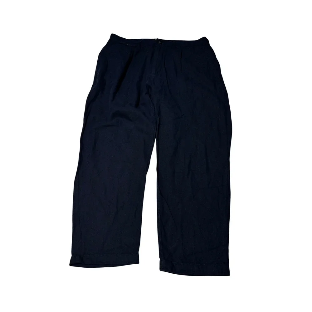 Banana Republic Relaxed Tapered Fit Pants Mens 36x27 Hemmed Navy Linen Blend